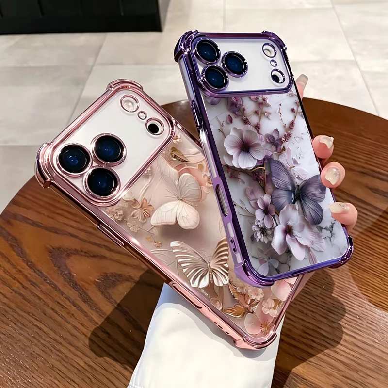 Vivo Y28 - Funda electrochapada con diseño de mariposa